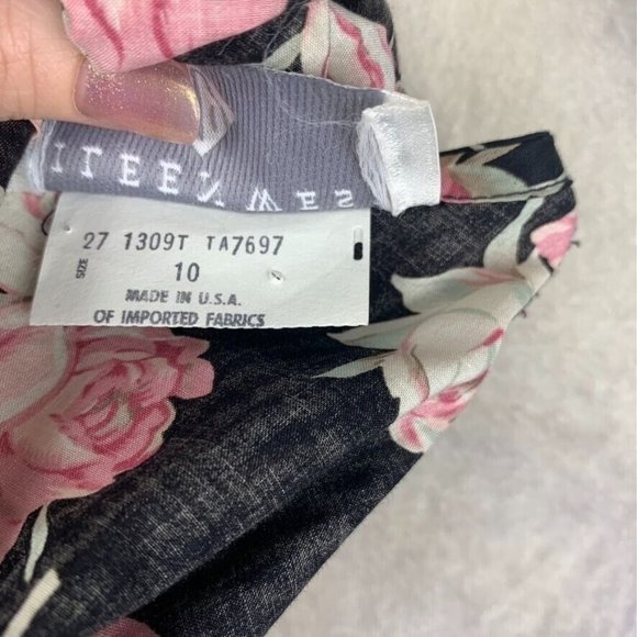 Eileen West Floral Midi Dress Puff Sleeve Bow Sweetheart Neck Cottage Prairie 10 - Picture 11 of 14